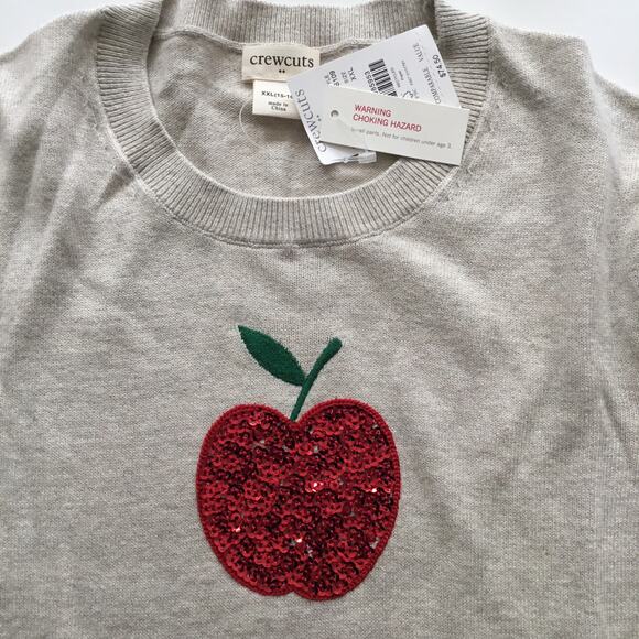 NWT Crewcuts sequin apple sweater - Picture 3 of 4